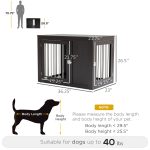 Furniture Style Indoor Dog Crate, End Table Pet Cage Kennel with Double Doors, and Locks, for Medium Dogs, Coffee - Image 3