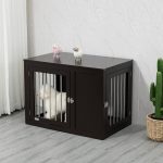 Furniture Style Indoor Dog Crate, End Table Pet Cage Kennel with Double Doors, and Locks, for Medium Dogs, Coffee - Image 2