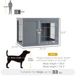 Furniture Style Indoor Dog Crate, End Table Pet Cage Kennel with Double Doors, and Locks, for Small and Medium Dogs, Grey - Image 3
