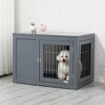 Furniture Style Indoor Dog Crate, End Table Pet Cage Kennel with Double Doors, and Locks, for Small and Medium Dogs, Grey - Image 2