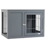 Furniture Style Indoor Dog Crate, End Table Pet Cage Kennel with Double Doors, and Locks, for Small and Medium Dogs, Grey
