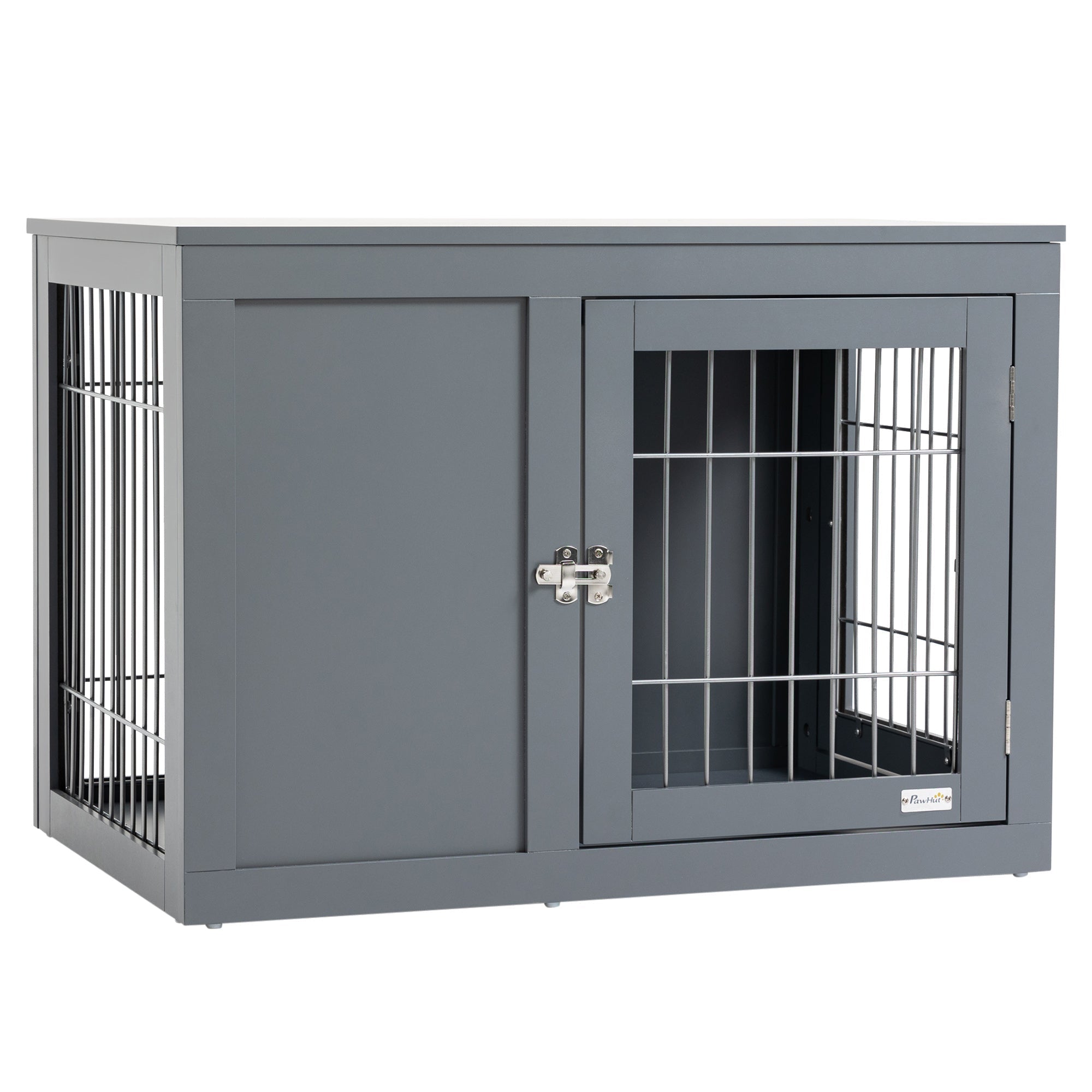 furniture-style-indoor-dog-crate-end-table-pet-cage-kennel-with-double-doors-and-locks-for-small-and-medium-dogs-grey-9100363 Furniture Style Indoor Dog Crate, End Table Pet Cage Kennel with Double Doors, and Locks, for Small and Medium Dogs, Grey - Image 1