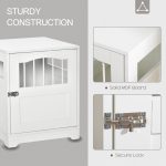 Furniture Stylish Dog Kennel, Wooden & Wire End Table with Cushion & Lockable Door, Miniature Size Pet Crate Indoor Puppy Cage, White - Image 6