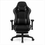 Gaming Chair with Adjustable Lumbar Support Breathable Fabric & Spring Cushioning