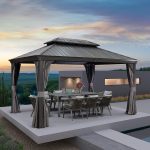 Gazebo 10′ X 14′ Built-in Drainage System, Gray | 4.7″ Thick Post, Built in Drainage, Windproof Cool Breeze, Snowproof & Rustproof, 260 GSM Textilene Netting, Fit Any Yard - Image 9