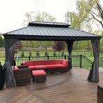 Gazebo 10′ X 14′ Built-in Drainage System, Gray | 4.7″ Thick Post, Built in Drainage, Windproof Cool Breeze, Snowproof & Rustproof, 260 GSM Textilene Netting, Fit Any Yard - Image 2