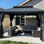 Gazebo 10′ X 14′ Built-in Drainage System, Gray | 4.7″ Thick Post, Built in Drainage, Windproof Cool Breeze, Snowproof & Rustproof, 260 GSM Textilene Netting, Fit Any Yard - Prioka