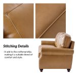 Gerardo Genuine Leather Sofa – Camel Rolled Arm Nailhead Sofa - Image 7