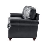 Gerardo Genuine Leather Sofa – Navy Blue Rolled Arm Nailhead Sofa - Image 13