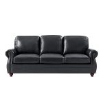 Gerardo Genuine Leather Sofa – Navy Blue Rolled Arm Nailhead Sofa - Image 17