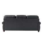 Gerardo Genuine Leather Sofa – Navy Blue Rolled Arm Nailhead Sofa - Image 15