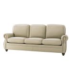 Gerardo Genuine Leather Sofa – Tan Rolled Arm Nailhead Sofa - Image 19