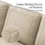 Gerardo Genuine Leather Sofa – Tan Rolled Arm Nailhead Sofa - Image 9