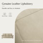Gerardo Genuine Leather Sofa – Tan Rolled Arm Nailhead Sofa - Image 13