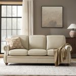 Gerardo Genuine Leather Sofa – Tan Rolled Arm Nailhead Sofa - Image 3
