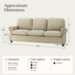 Gerardo Genuine Leather Sofa – Tan Rolled Arm Nailhead Sofa - Image 4