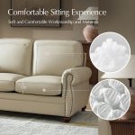 Gerardo Genuine Leather Sofa – Tan Rolled Arm Nailhead Sofa - Image 10