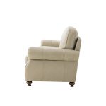 Gerardo Genuine Leather Sofa – Tan Rolled Arm Nailhead Sofa - Image 14
