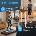 Goplus 2 in 1 Folding Treadmill, 300 LBS Capacity Walking Pad with Handle Bar, Under Desk Treadmill with Remote & APP Control - Image 3