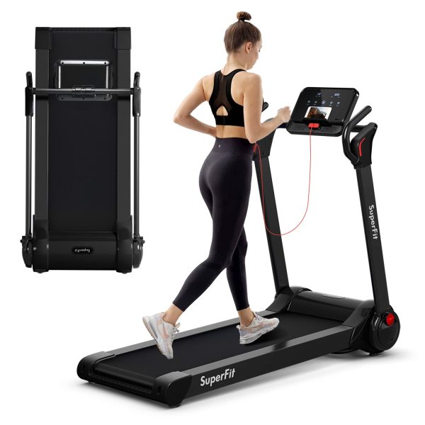 Goplus 2.25HP Folding Treadmill, Electric Superfit Treadmill W/LED Display - Prioka