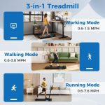 Goplus 3 in 1 Folding Treadmill, 2.5HP 340 LBS Capacity Walking Pad with Handle Bar - Image 5