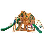 Gorilla Playsets Empire Extreme Wooden Swing Set with Monkey Bars, Clatter Bridge, and 3 Slides - Prioka
