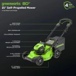 Greenworks 80V 21″ Cordless Self-Propelled Lawn Mowers. - Image 2