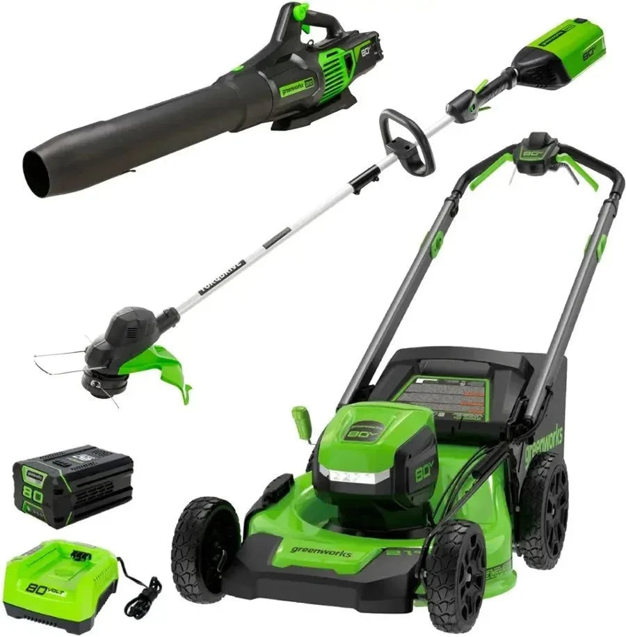 greenworks-80v-21-lawn-mower-13-string-trimmer-and-730-leaf-blowers-3062809 Greenworks 80V 21” Lawn Mower, 13” String Trimmer, and 730 Leaf Blowers. - Prioka