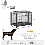 Heavy Duty Metal Dog Crate Pet Cage & Kennel with Removable Tray 4 Wheels & Folding Design Indoor Grey - Image 3