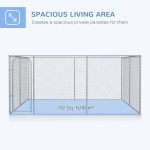 Heavy Duty Outdoor Dog Kennel Galvanized Chain Link Fence, Pet Run House Chicken Coop with Secure Lock Mesh Sidewalls for Backyard, Silver - Image 4