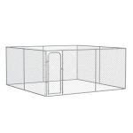 Heavy Duty Outdoor Dog Kennel Galvanized Chain Link Fence, Pet Run House Chicken Coop with Secure Lock Mesh Sidewalls for Backyard, Silver