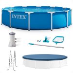 Intex 12 x 2.5 Foot Metal Frame Above Ground Pool with Filter and Accessories
