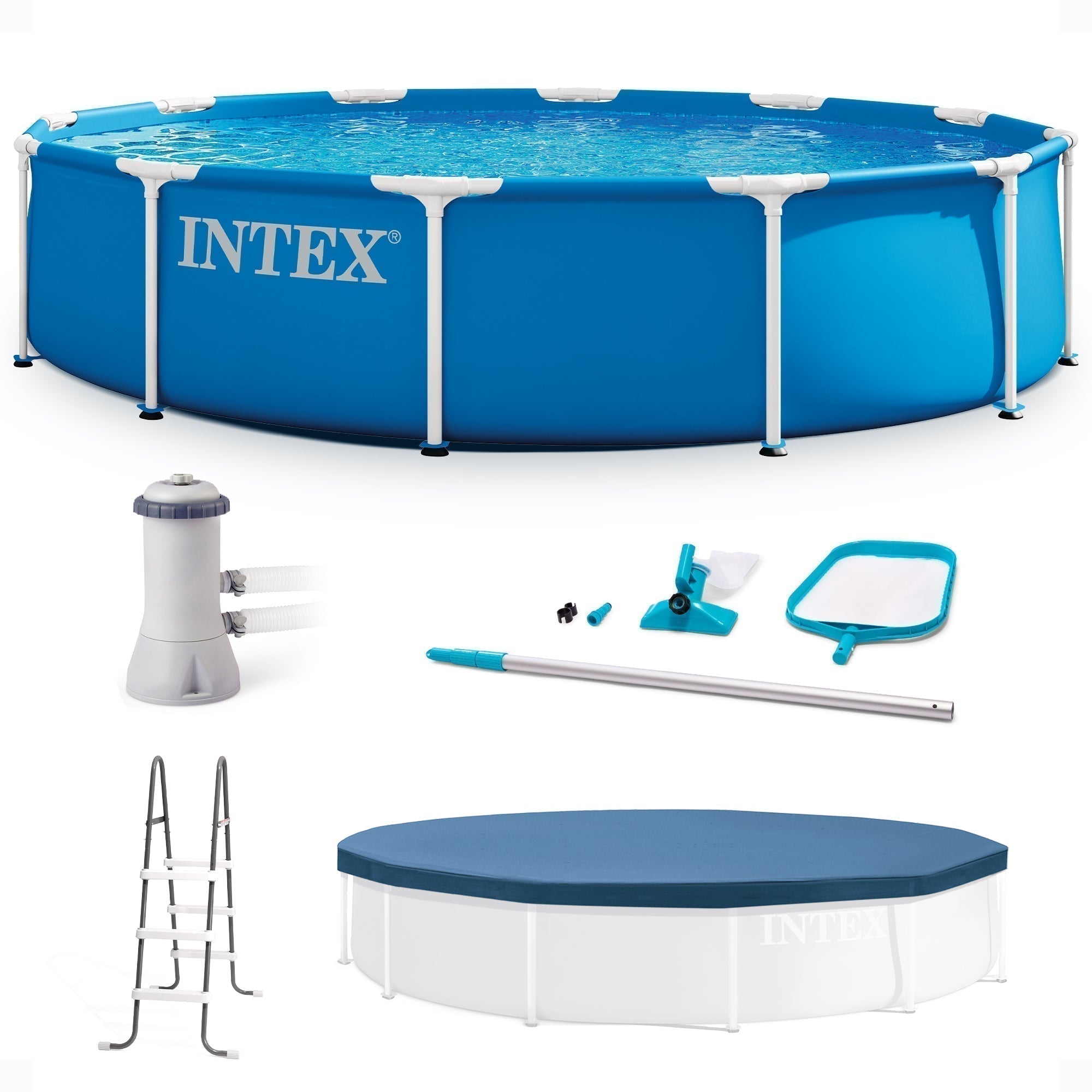 intex-12-x-25-foot-metal-frame-above-ground-pool-with-filter-and-accessories-6959240 Intex 12 x 2.5 Foot Metal Frame Above Ground Pool with Filter and Accessories - Image 1