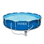 Intex 12' x 30" Metal Frame Above Ground Swimming Pool with Filter and Cover - Image 12