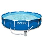 Intex 12' x 30" Metal Frame Round Swimming Pool w/ Filter Pump & 13' Pool Cover - Image 2
