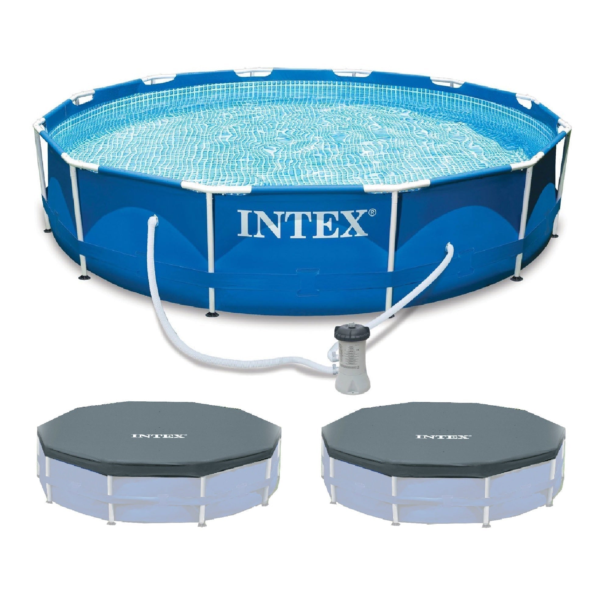intex-12x30-metal-frame-swimming-pool-with-filter-pump-pool-cover-2-pack-6547561 INTEX 12'x30" Metal Frame Swimming Pool with Filter Pump & Pool Cover (2-Pack) - Image 1
