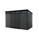 Keter Cortina 11×7 ft Resin Storage Shed, Graphite - Prioka