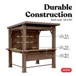 Keter Signature Collection 7.5 x 6.5 ft. Bar Gazebo with Shelves and TV Mount, Pine Brown - Image 4