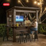 Keter Signature Collection 7.5 x 6.5 ft. Bar Gazebo with Shelves and TV Mount, Pine Brown - Image 9