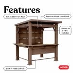 Keter Signature Collection 7.5 x 6.5 ft. Bar Gazebo with Shelves and TV Mount, Pine Brown - Image 3