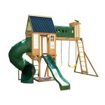 KidKraft Skyway Resort Wooden Swing Set with Dual Slides and Playhouse - Prioka