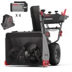 Kress KG471 60V 24-Inch 2-Stage Cordless Snow Thrower Kit (4×5Ah Batteries & Charger)