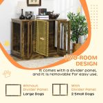 Large Furniture Style Dog Crate with Removable Panel, End Table with Two Rooms Design and Two Front Doors, Rustic Brown, 47" x 23.5" x 35" - Image 8