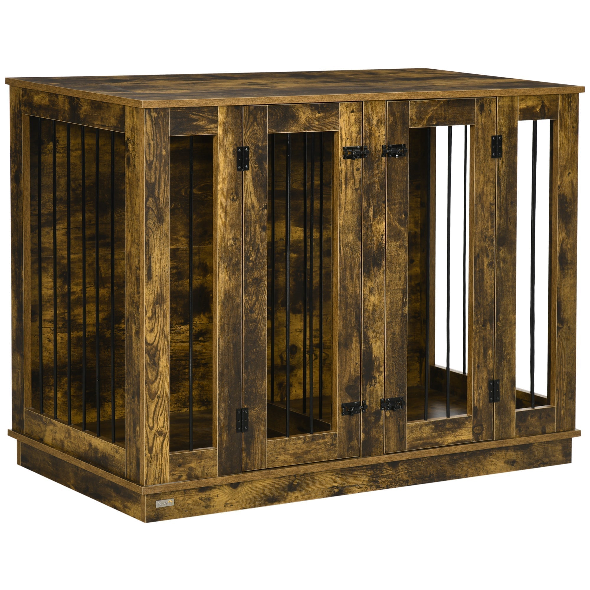 large-furniture-style-dog-crate-with-removable-panel-end-table-with-two-rooms-design-and-two-front-doors-rustic-brown-47-x-235-x-35-6367775 Large Furniture Style Dog Crate with Removable Panel, End Table with Two Rooms Design and Two Front Doors, Rustic Brown, 47" x 23.5" x 35" - Image 1