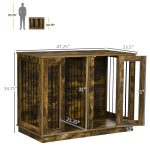 Large Furniture Style Dog Crate with Removable Panel, End Table with Two Rooms Design and Two Front Doors, Rustic Brown, 47" x 23.5" x 35" - Image 4