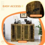 Large Furniture Style Dog Crate with Removable Panel, End Table with Two Rooms Design and Two Front Doors, Rustic Brown, 47" x 23.5" x 35" - Image 10
