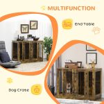 Large Furniture Style Dog Crate with Removable Panel, End Table with Two Rooms Design and Two Front Doors, Rustic Brown, 47" x 23.5" x 35" - Image 7