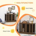 Large Furniture Style Dog Crate with Removable Panel, End Table with Two Rooms Design and Two Front Doors, Walnut, 47" x 23.5" x 35" - Image 6