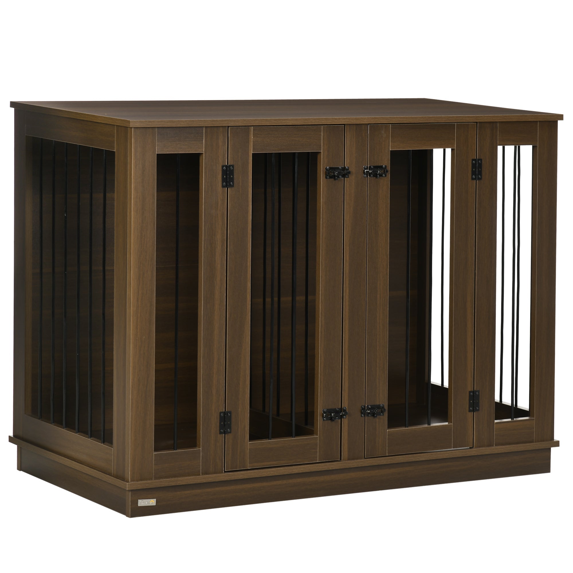large-furniture-style-dog-crate-with-removable-panel-end-table-with-two-rooms-design-and-two-front-doors-walnut-47-x-235-x-35-2311901 Large Furniture Style Dog Crate with Removable Panel, End Table with Two Rooms Design and Two Front Doors, Walnut, 47" x 23.5" x 35" - Image 1