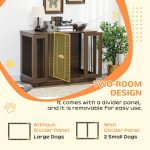 Large Furniture Style Dog Crate with Removable Panel, End Table with Two Rooms Design and Two Front Doors, Walnut, 47" x 23.5" x 35" - Image 8